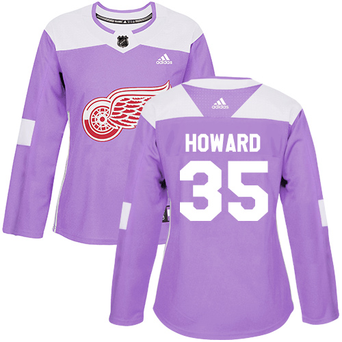 Adidas Red Wings #35 Jimmy Howard Purple Authentic Fights Cancer Women's Stitched NHL Jersey